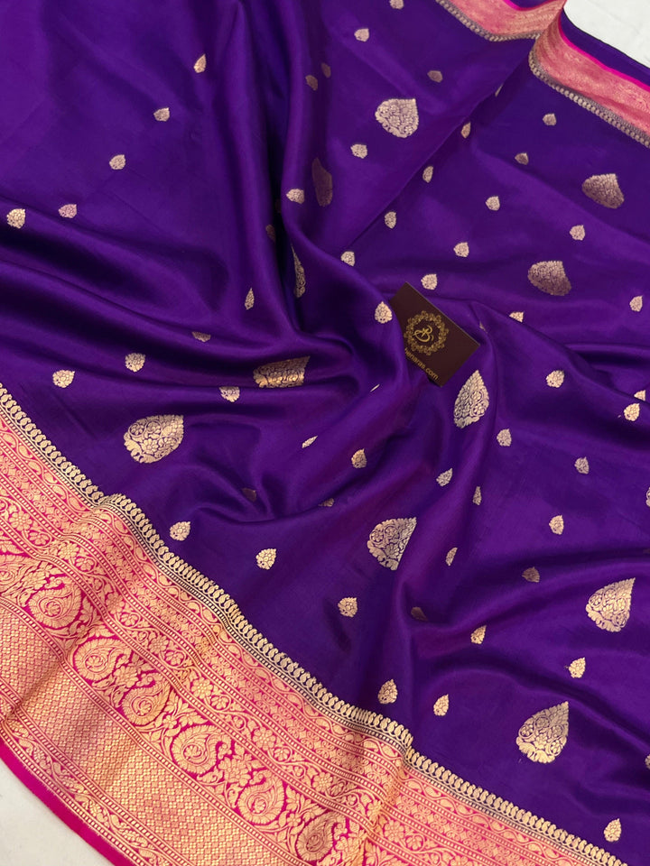 Purple Pure Banarasi Handloom Silk Saree - Aura Benaras