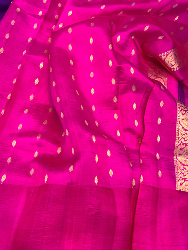Purple Pure Banarasi Handloom Silk Saree - Aura Benaras