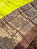 Lemon Yellow Pure Banarasi Handloom Silk Saree - Aura Benaras