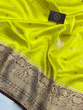 Lemon Yellow Pure Banarasi Handloom Silk Saree - Aura Benaras