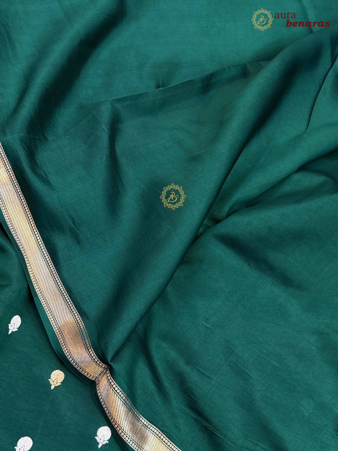 Bottle Green Pure Banarasi Handloom Silk Saree with Kadhwa Sona Rupa Motifs