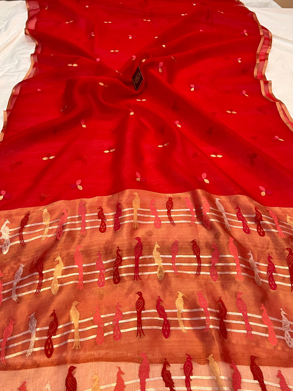 Red Pure Kora Silk Handloom Banarasi Saree