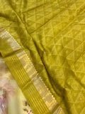 Yellow Banarasi Handloom Kora Silk Saree - Aura Benaras