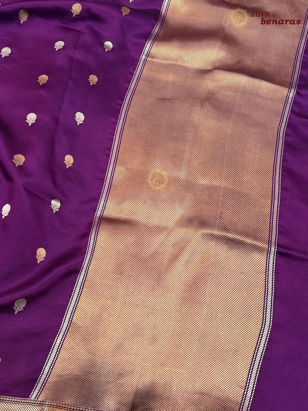 Purple Pure Banarasi Handloom Silk Saree with Kadhwa Sona Rupa Motifs