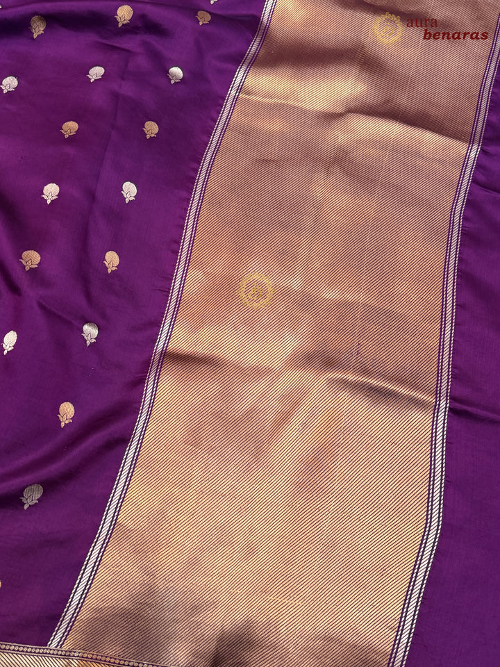 Purple Pure Banarasi Handloom Silk Saree with Kadhwa Sona Rupa Motifs