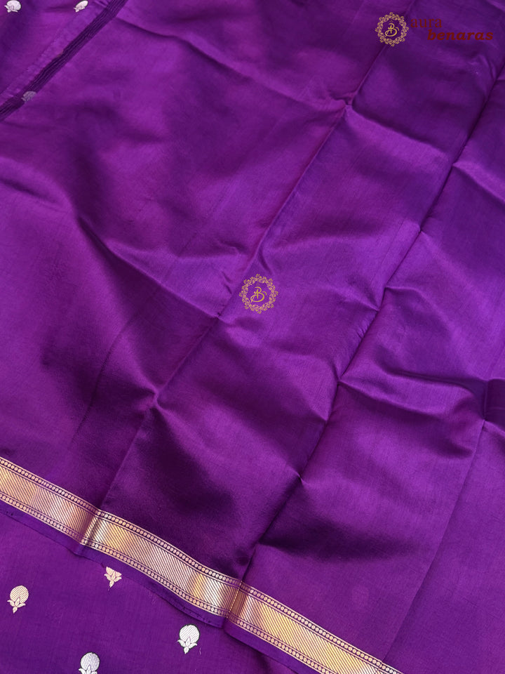 Purple Pure Banarasi Handloom Silk Saree with Kadhwa Sona Rupa Motifs