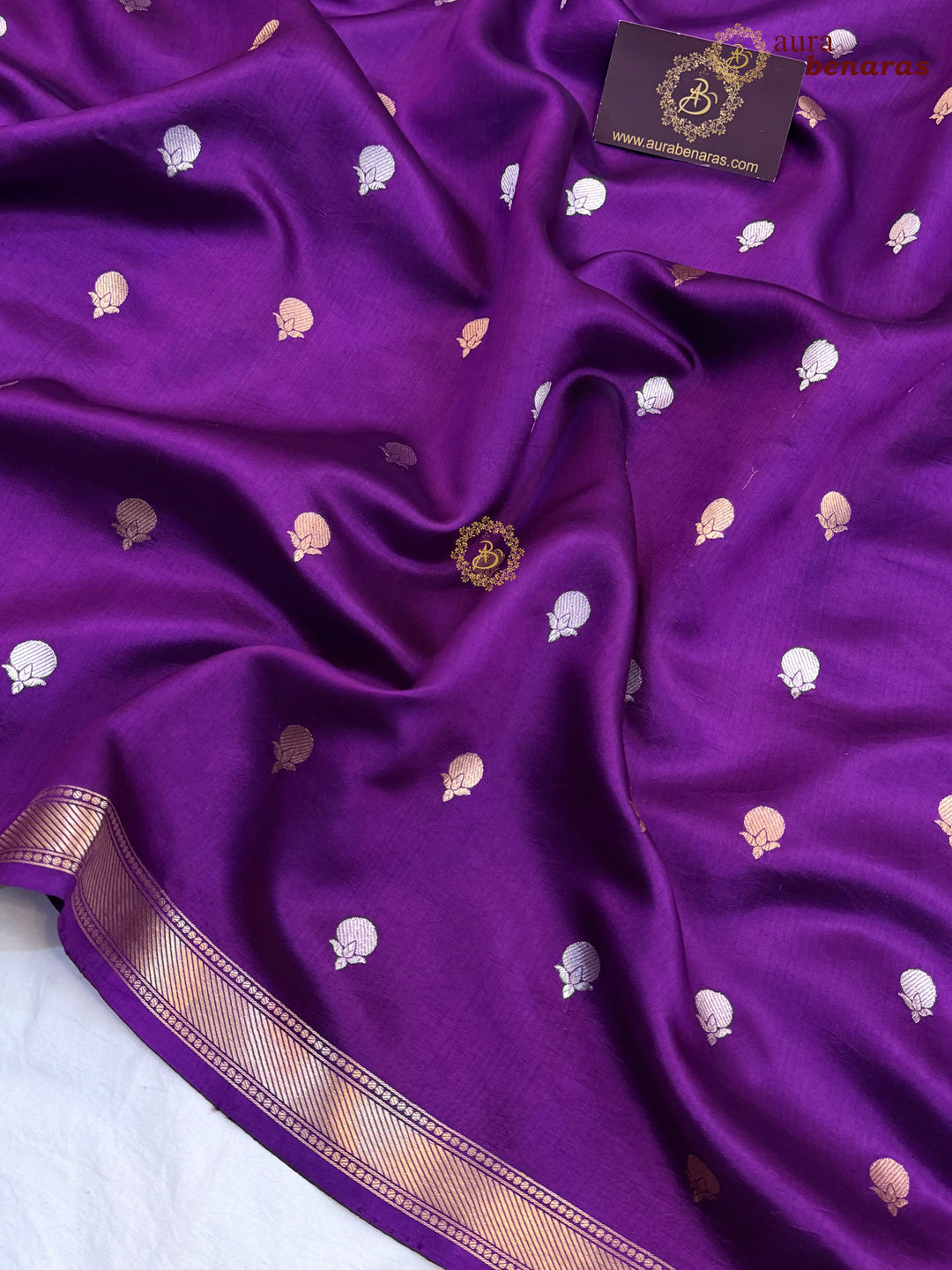 Purple Pure Banarasi Handloom Silk Saree with Kadhwa Sona Rupa Motifs