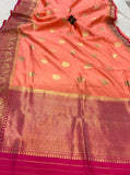 Peach Pure Banarasi Handloom Silk Saree - Aura Benaras