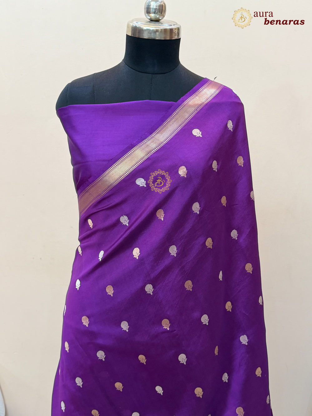 Purple Pure Banarasi Handloom Silk Saree with Kadhwa Sona Rupa Motifs