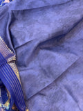 Blue Banarasi Handloom Kora Silk Saree - Aura Benaras