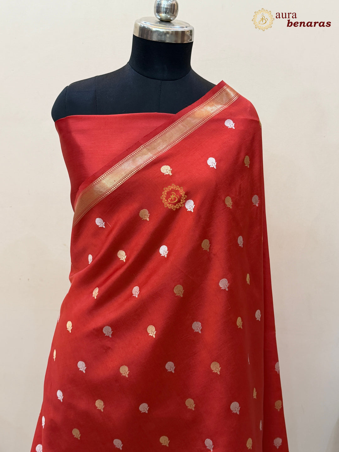 Red Pure Banarasi Handloom Silk Saree with Kadhwa Sona Rupa Motifs