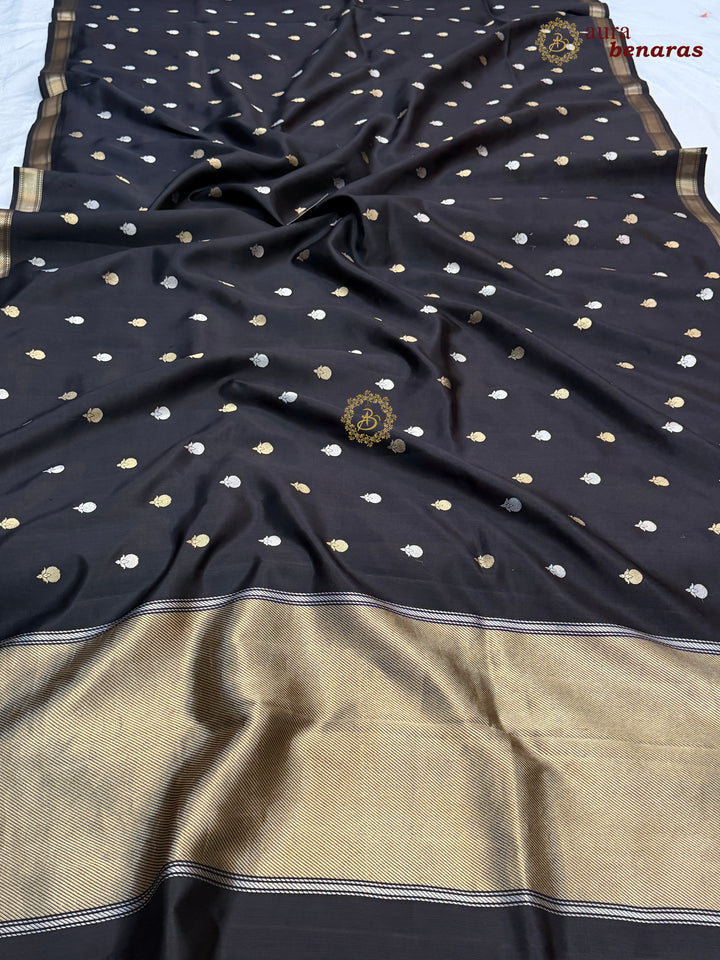 Black Pure Banarasi Handloom Silk Saree with Kadhwa Sona Rupa Motifs