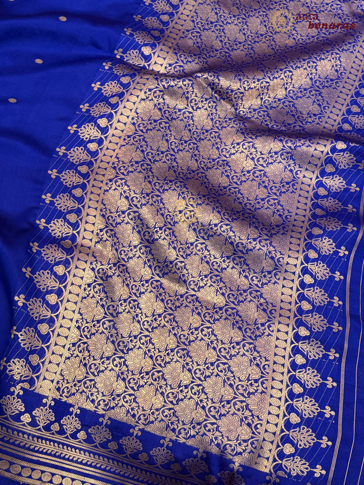 Royal Blue Banarasi Silk Saree | Kadhwa & Sona Rupa Border