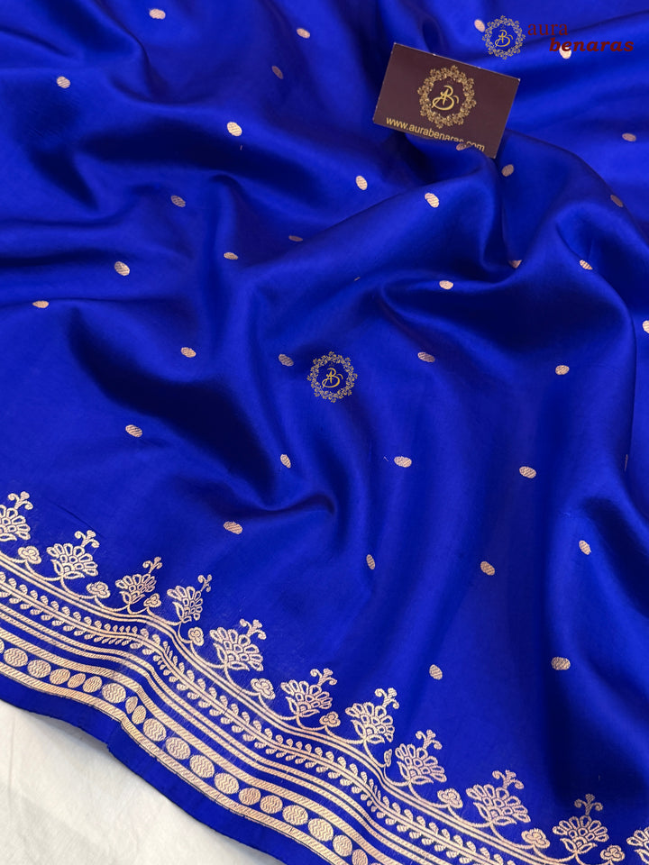 Royal Blue Banarasi Silk Saree | Kadhwa & Sona Rupa Border