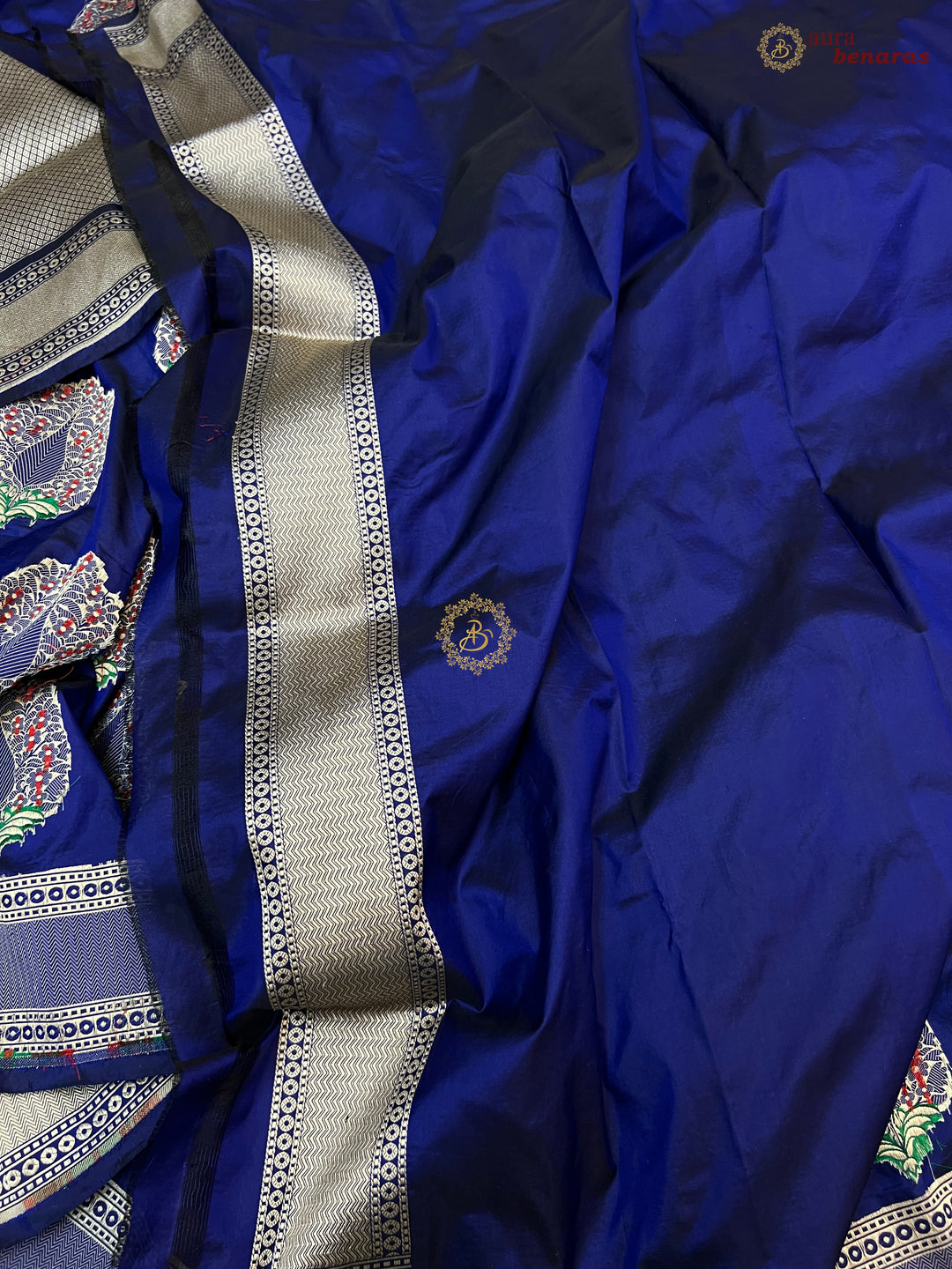 Royal Blue Pure Katan Silk Handloom Saree | Aura Benaras