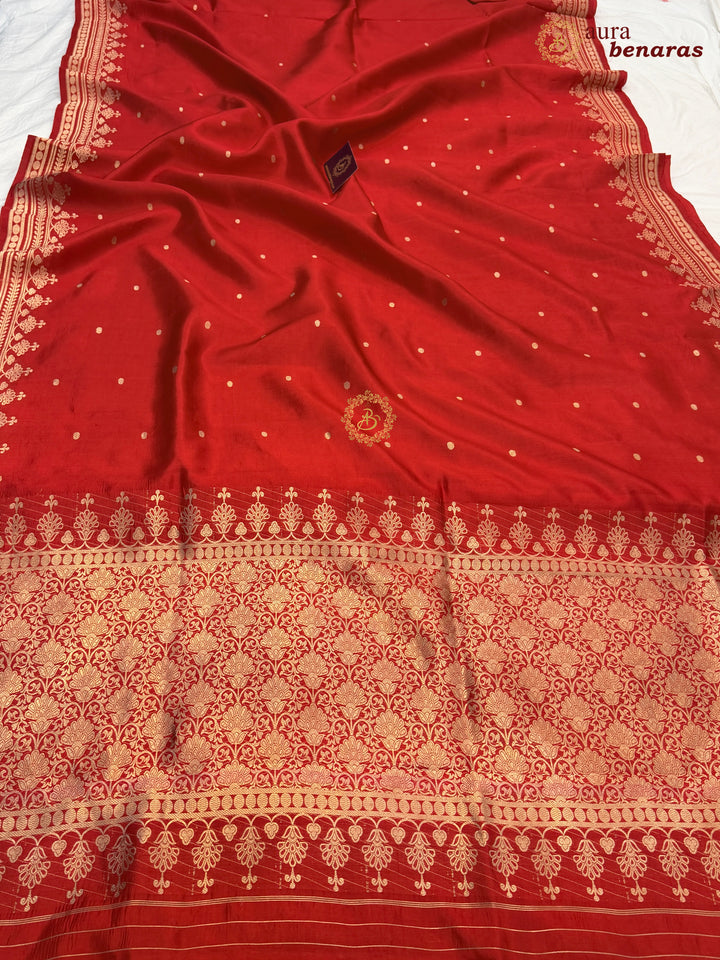 Red Banarasi Silk Saree | Kadhwa & Sona Rupa Border