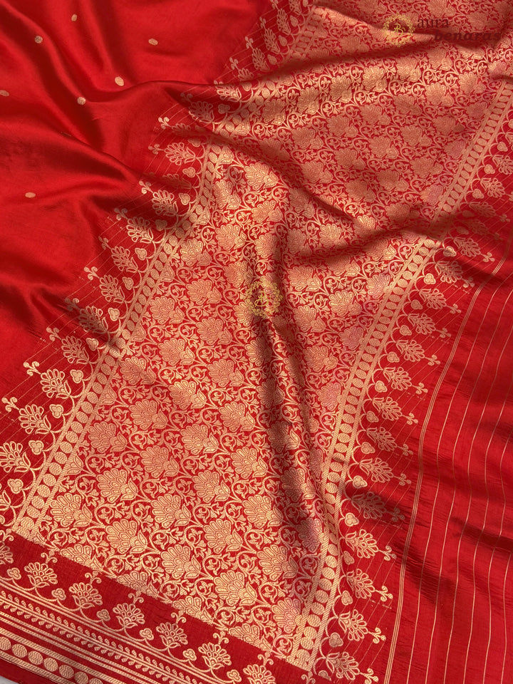 Red Banarasi Silk Saree | Kadhwa & Sona Rupa Border