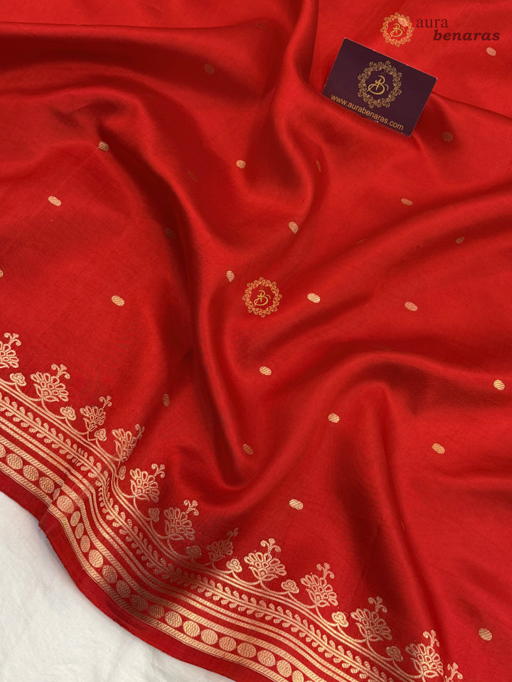 Red Banarasi Silk Saree | Kadhwa & Sona Rupa Border