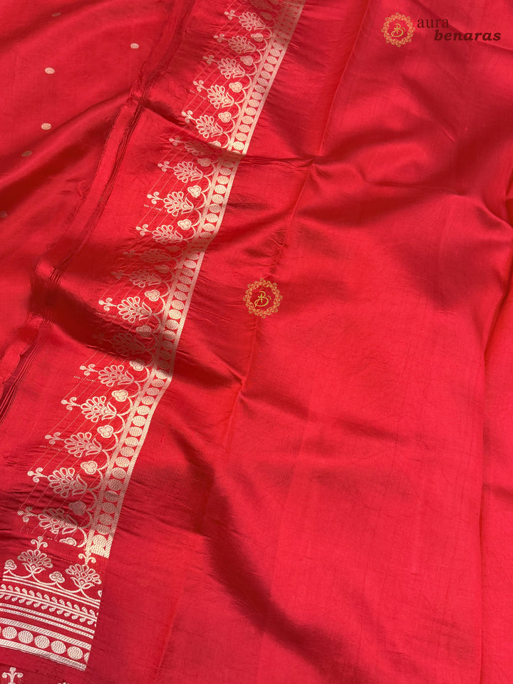 Red Banarasi Silk Saree | Kadhwa & Sona Rupa Border