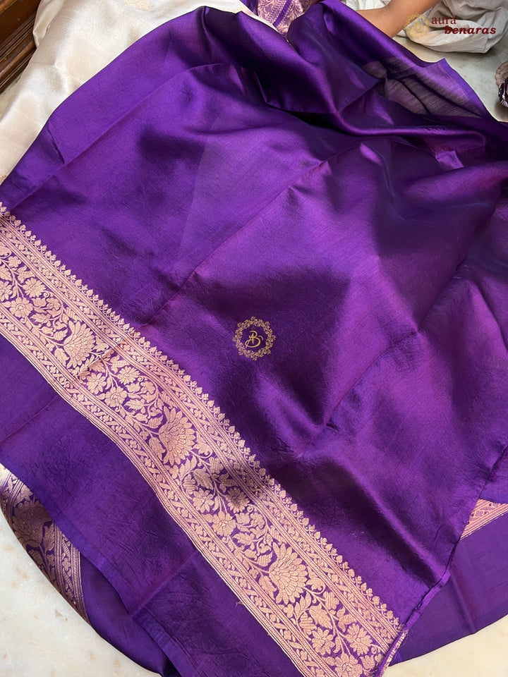Buy Cream Pure Silk Banarasi Saree – Silver Zari & Mashru Border 