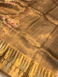 Golden Brown Banarasi Handloom Tissue Silk Saree - Aura Benaras