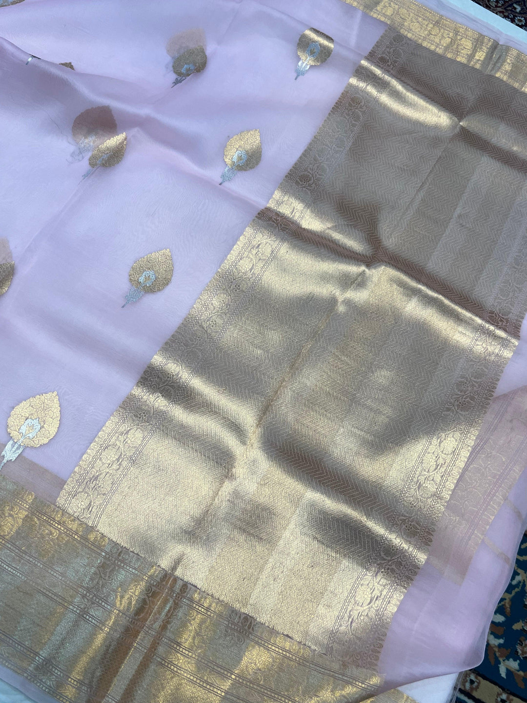 Pani Pink Pure Banarasi Handloom Kora Silk Saree - Aura Benaras