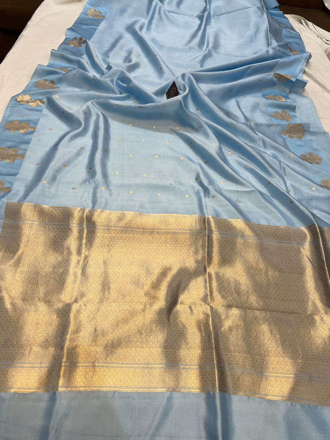 Pastel Blue Pure Banarasi Handloom Silk Saree - Aura Benaras