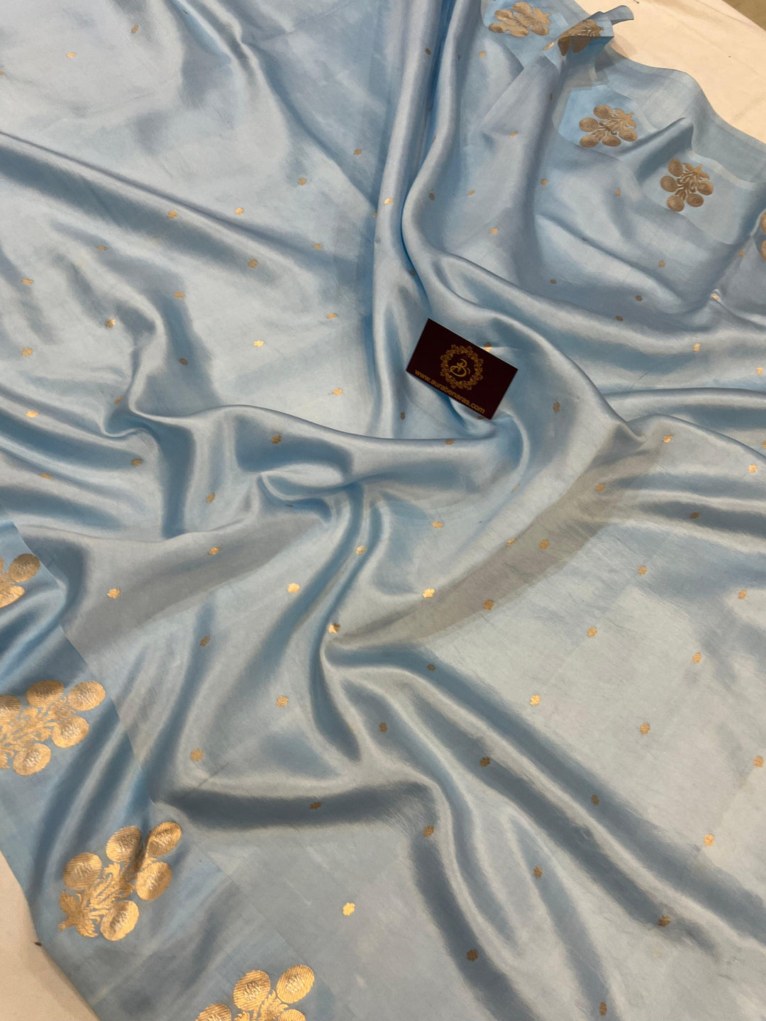 Pastel Blue Pure Banarasi Handloom Silk Saree - Aura Benaras