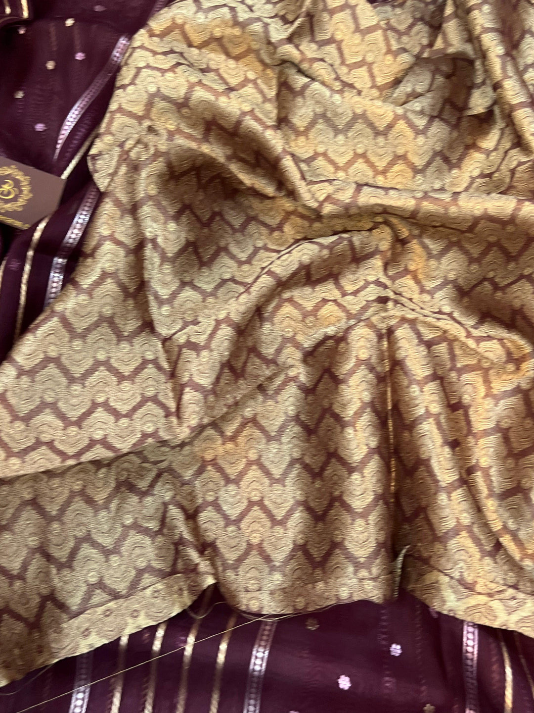 Deep Maroon Banarasi Handloom Kora Silk Saree - Aura Benaras