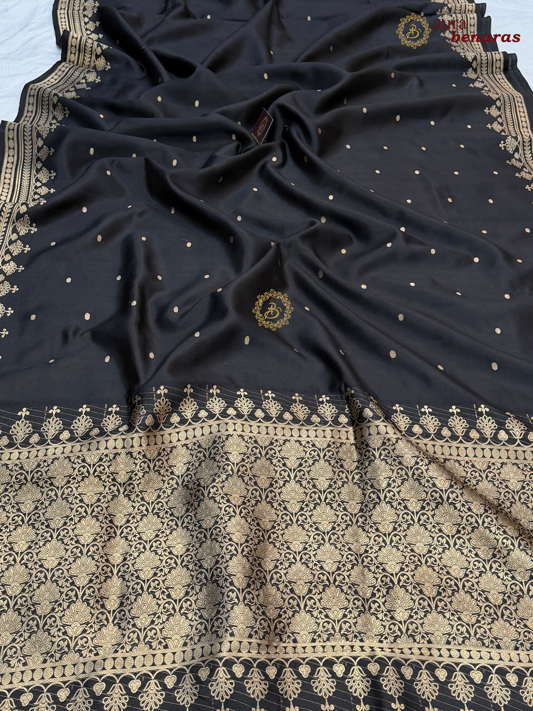 Black Banarasi Silk Saree | Kadhwa & Sona Rupa Border