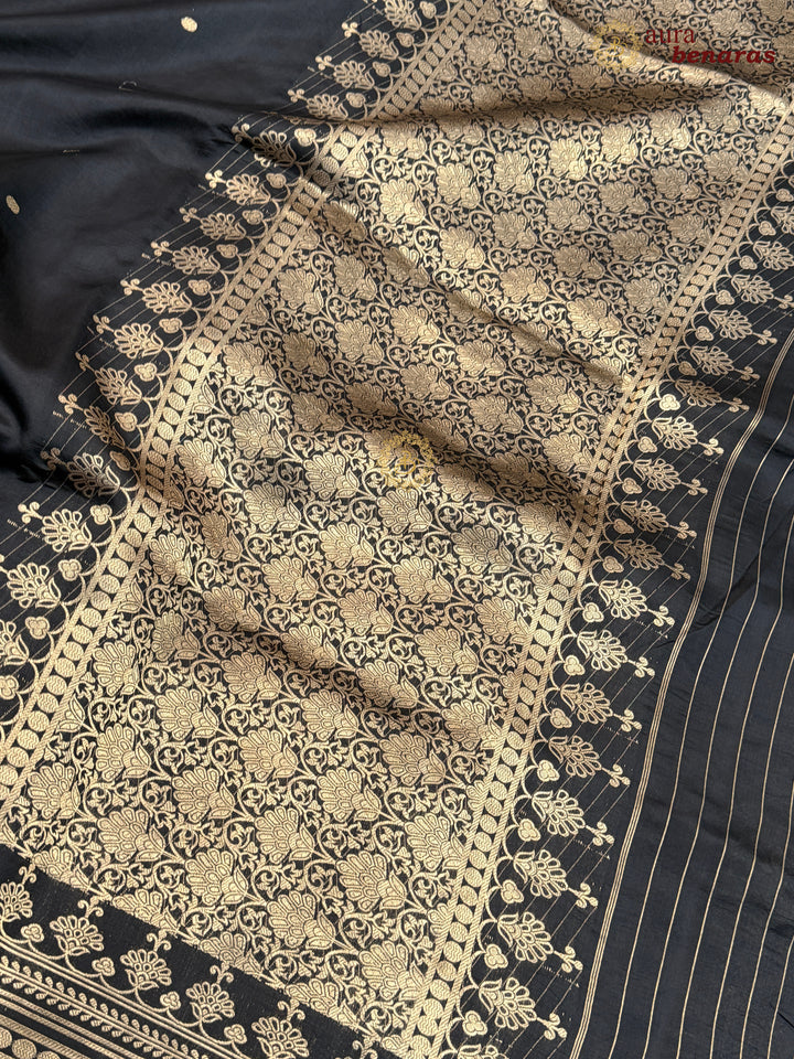 Black Banarasi Silk Saree | Kadhwa & Sona Rupa Border