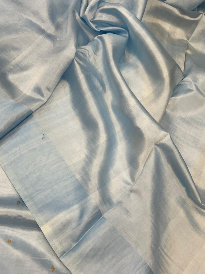 Pastel Blue Pure Banarasi Handloom Silk Saree - Aura Benaras