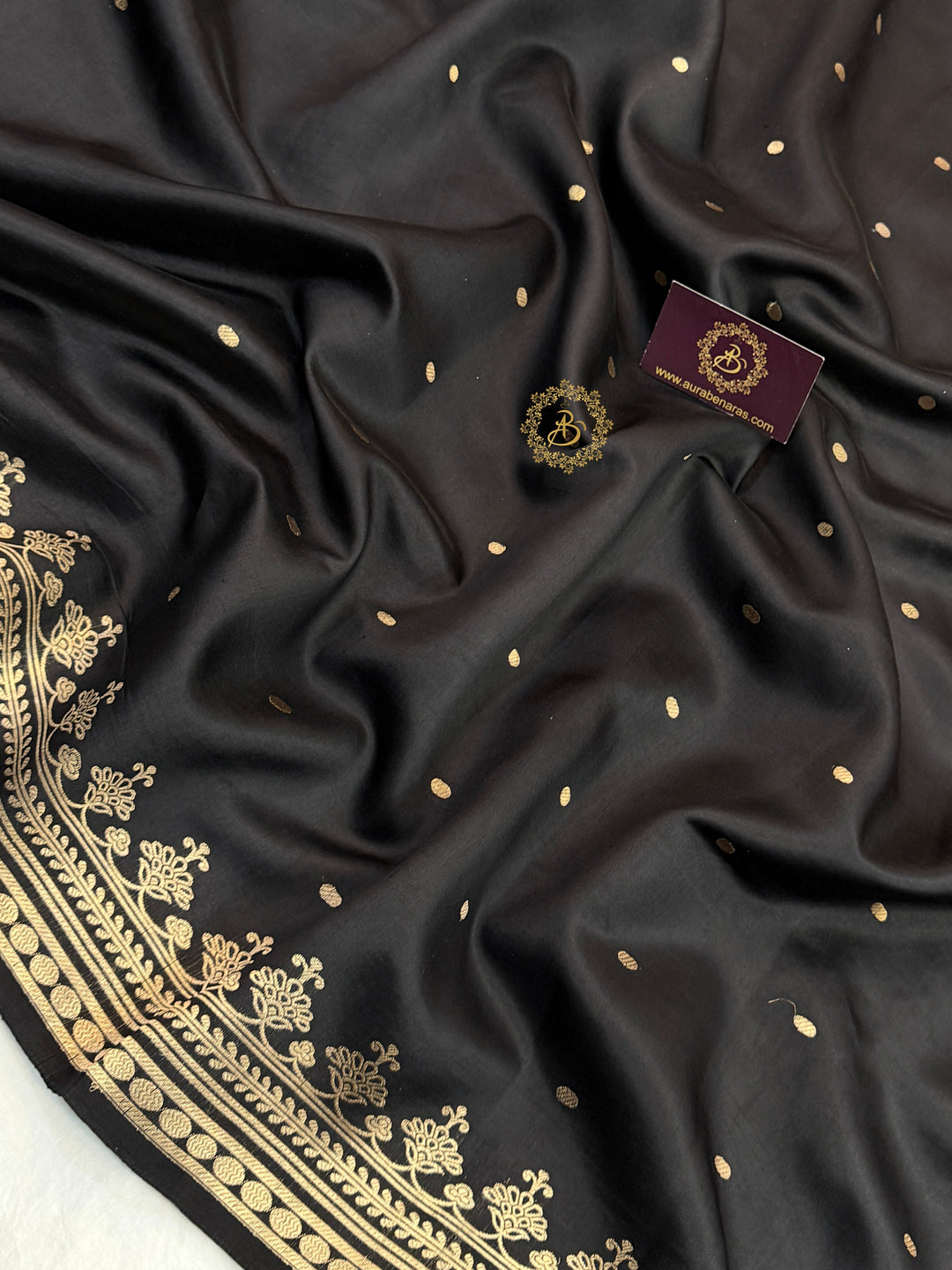 Black Banarasi Silk Saree | Kadhwa & Sona Rupa Border