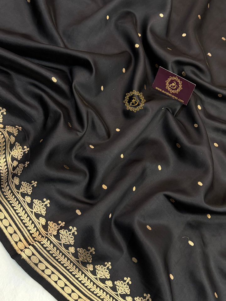 Black Banarasi Silk Saree | Kadhwa & Sona Rupa Border