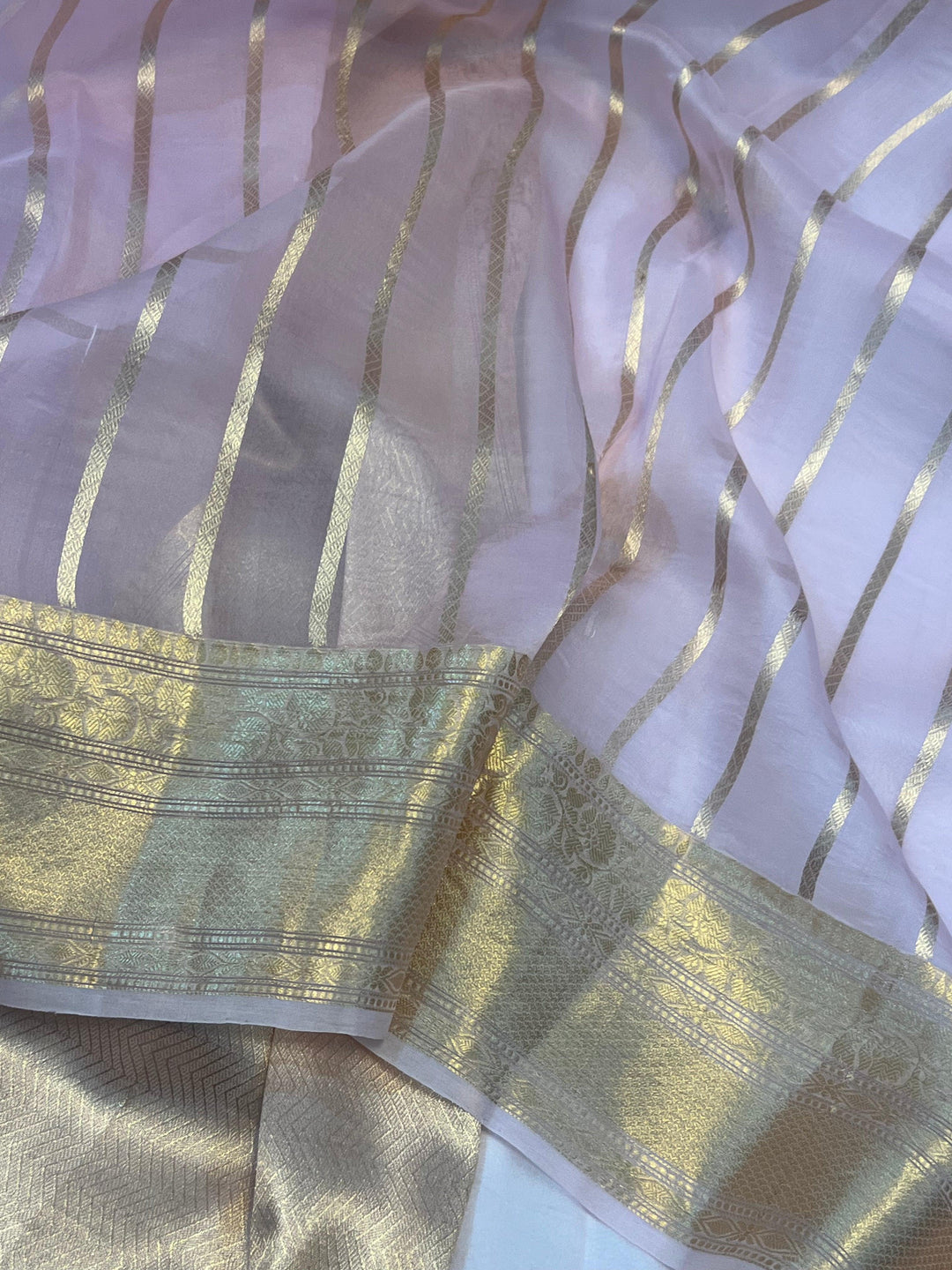 Pani Pink Pure Banarasi Handloom Kora Silk Saree - Aura Benaras