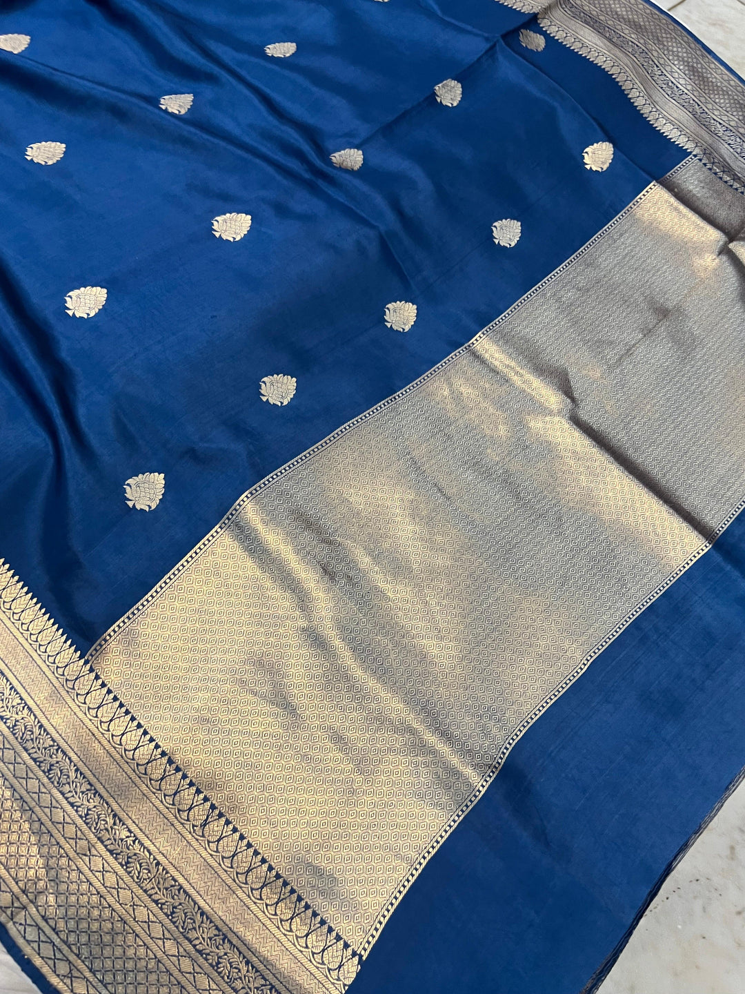 Teal Pure Banarasi Handloom Silk Saree - Aura Benaras