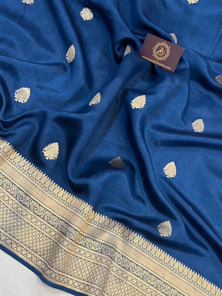 Teal Pure Banarasi Handloom Silk Saree - Aura Benaras