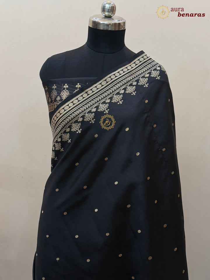 Black Banarasi Silk Saree | Kadhwa & Sona Rupa Border