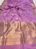 Lavender Banarasi Handloom Katan Silk Saree - Aura Benaras