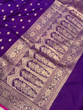 Purple Pure Banarasi Handloom Katan Satin Silk Saree - Aura Benaras