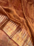 Rust Banarasi Handloom Tissue Silk Saree