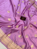 Lavender Banarasi Handloom Katan Silk Saree - Aura Benaras