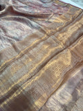 Pink Banarasi Handloom Tissue Silk Saree - Aura Benaras