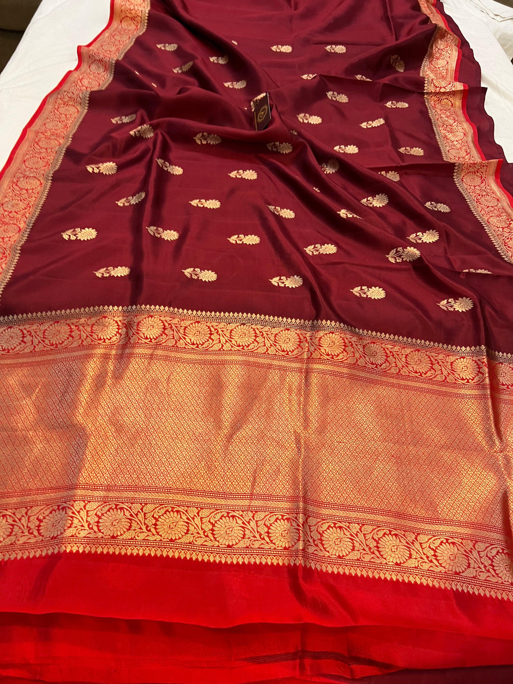Maroon Pure Banarasi Handloom Silk Saree - Aura Benaras