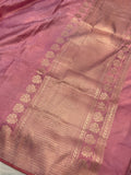 Onion Pink Pure Banarasi Handloom Katan Satin Silk Saree