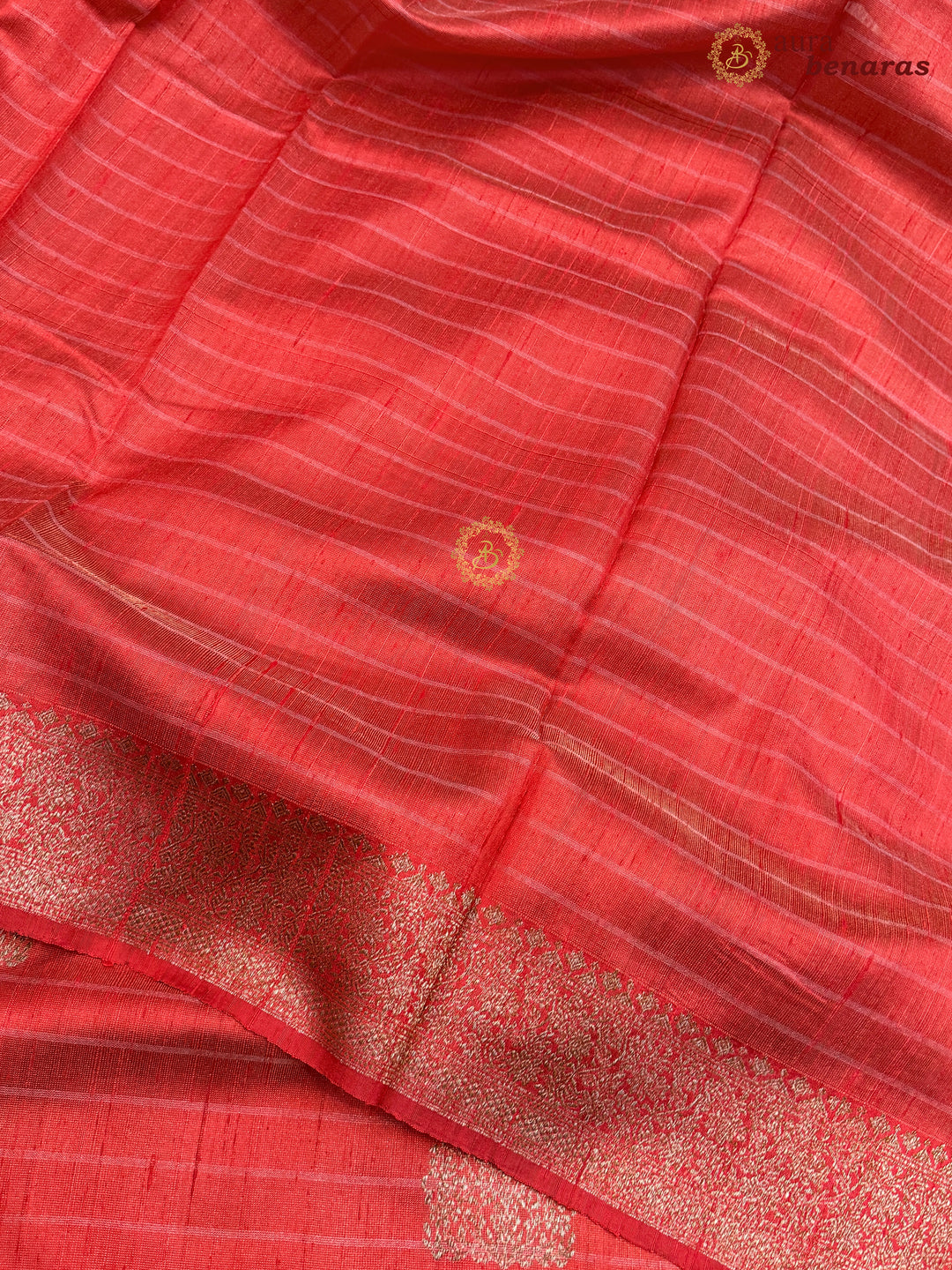 Red Raw Silk Banarasi Saree – Kadhwa Floral Design