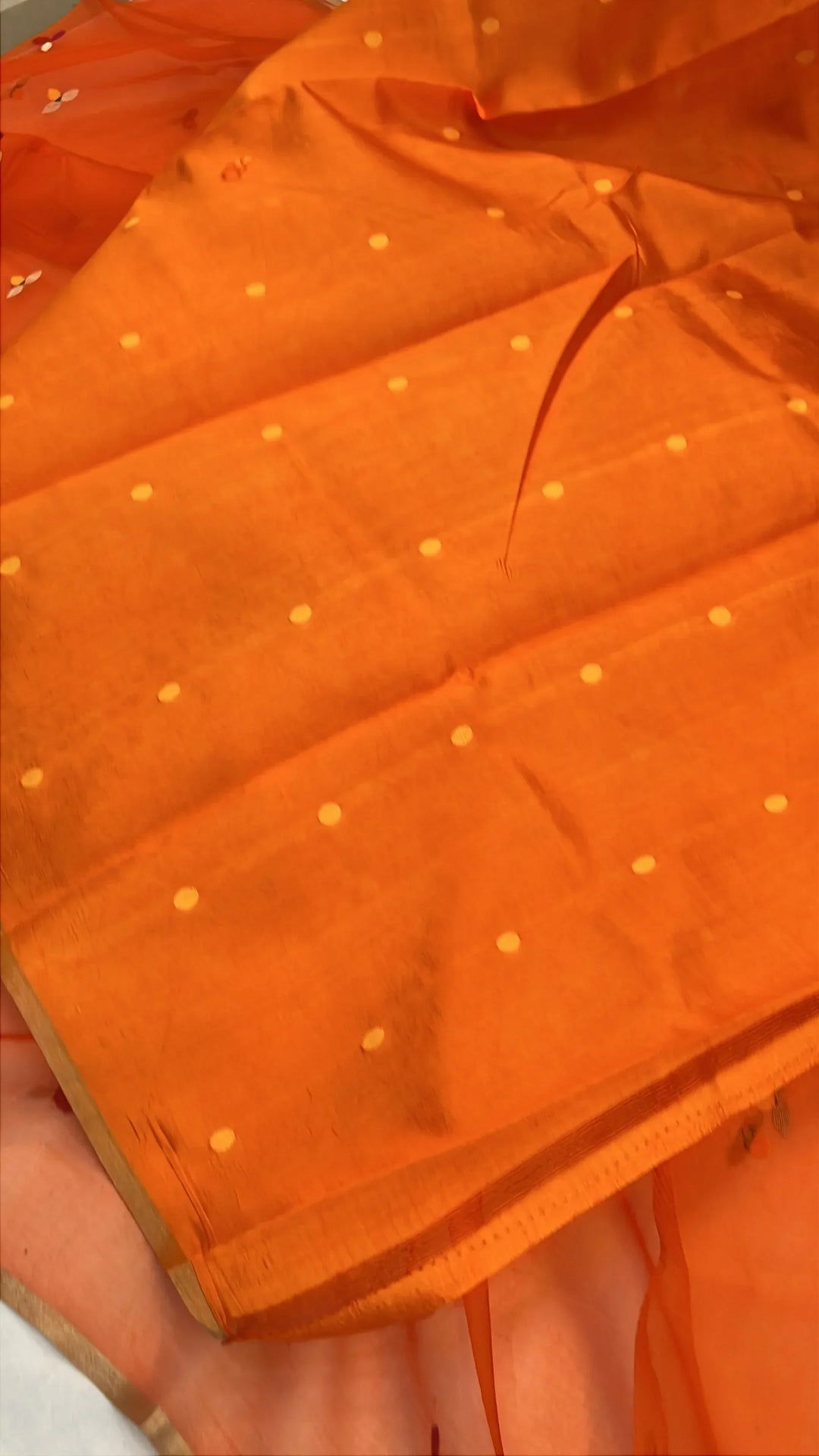 Orange Pure Kora Silk Handloom Banarasi Saree