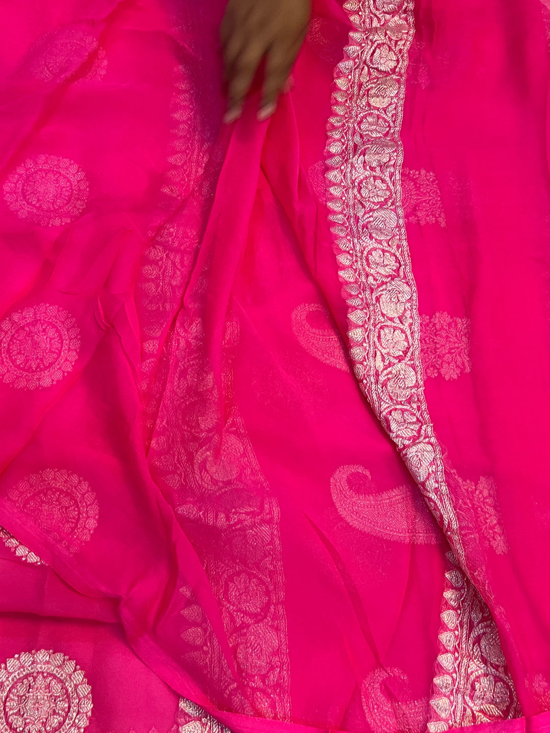 Pink Khaddi Chiffon Banarasi Handloom Saree