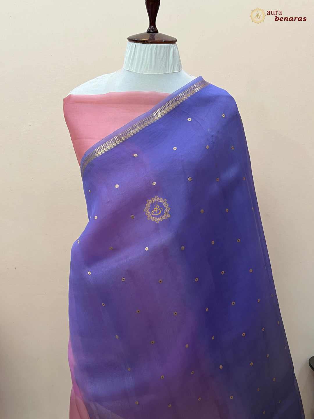 Multi shaded Kora Silk Banarasi Saree with Zari Butis 
