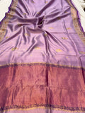 Lavender Banarasi Handloom Kora Silk Saree - Aura Benaras